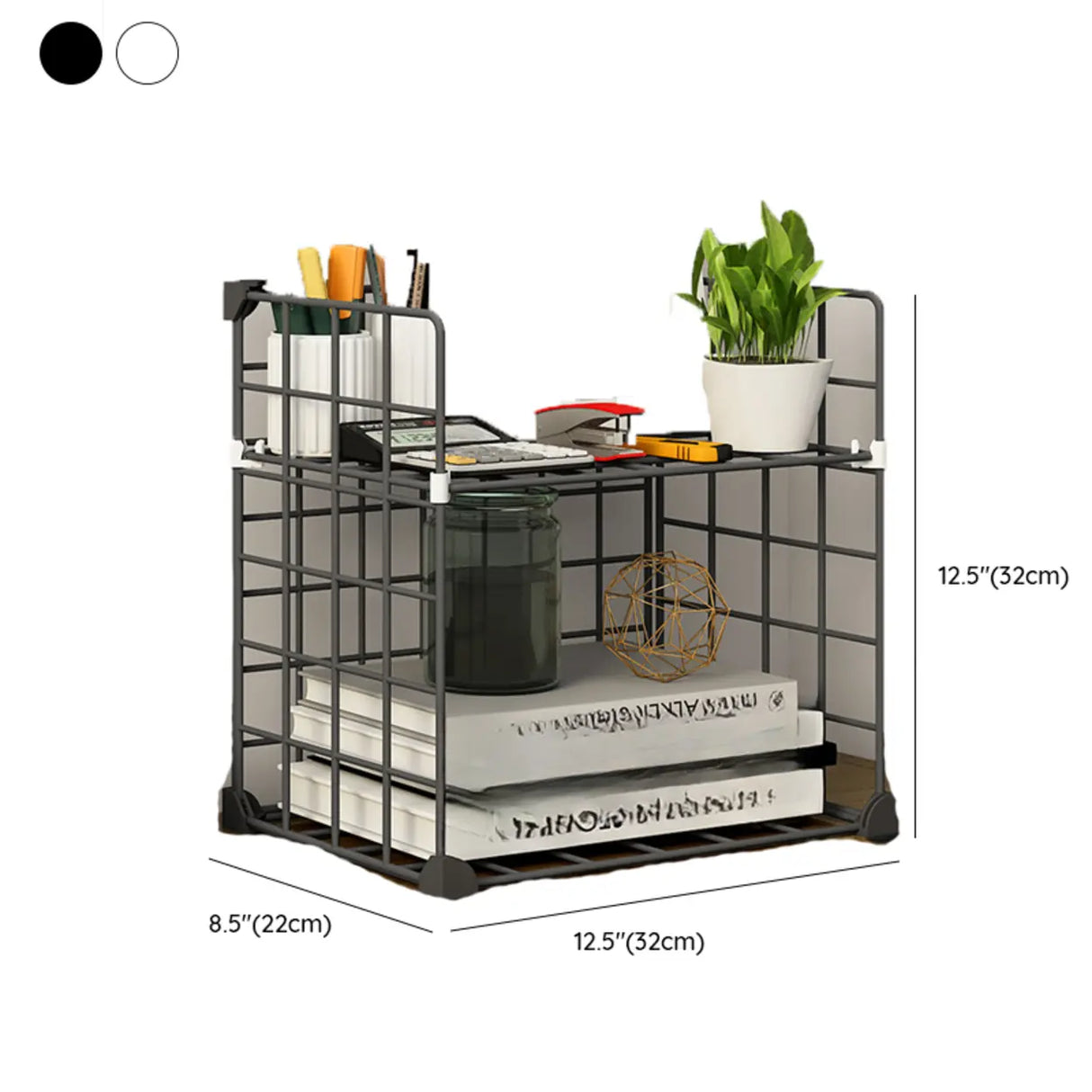 Casual Simple Open Metal Grid Shelf Storage Bookshelf 