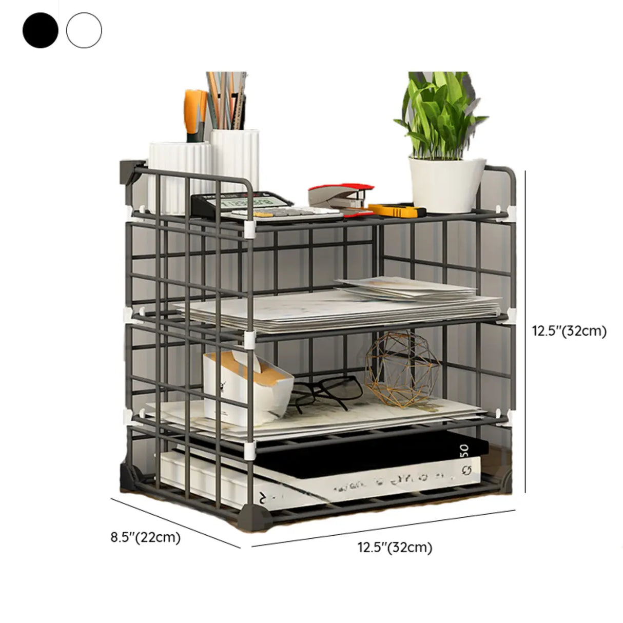 Casual Simple Open Metal Grid Shelf Storage Bookshelf Image - 24