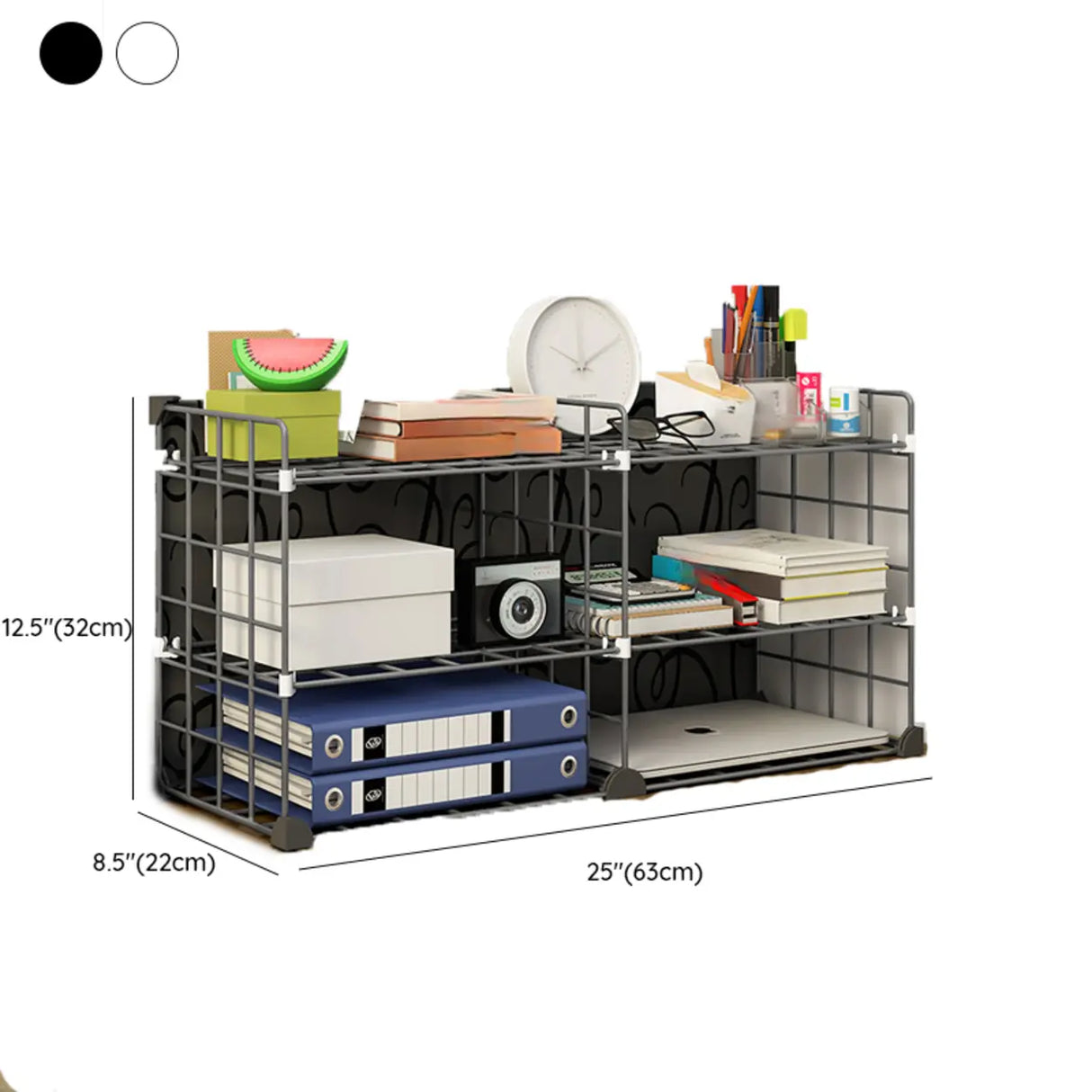 Casual Simple Open Metal Grid Shelf Storage Bookshelf Image - 29