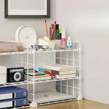 Casual Simple Open Metal Grid Shelf Storage Bookshelf Image - 3