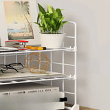 Casual Simple Open Metal Grid Shelf Storage Bookshelf Image - 5