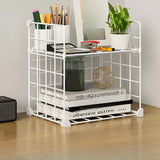 Casual Simple Open Metal Grid Shelf Storage Bookshelf Image - 8