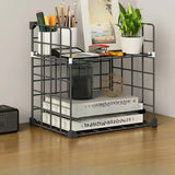 Casual Simple Open Metal Grid Shelf Storage Bookshelf Image - 9