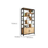 Casual Steel Frame Vertical Wood Shelves Bookcase Image - 14