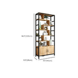 Casual Steel Frame Vertical Wood Shelves Bookcase Image - 22