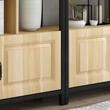 Casual Steel Frame Vertical Wood Shelves Bookcase Image - 6
