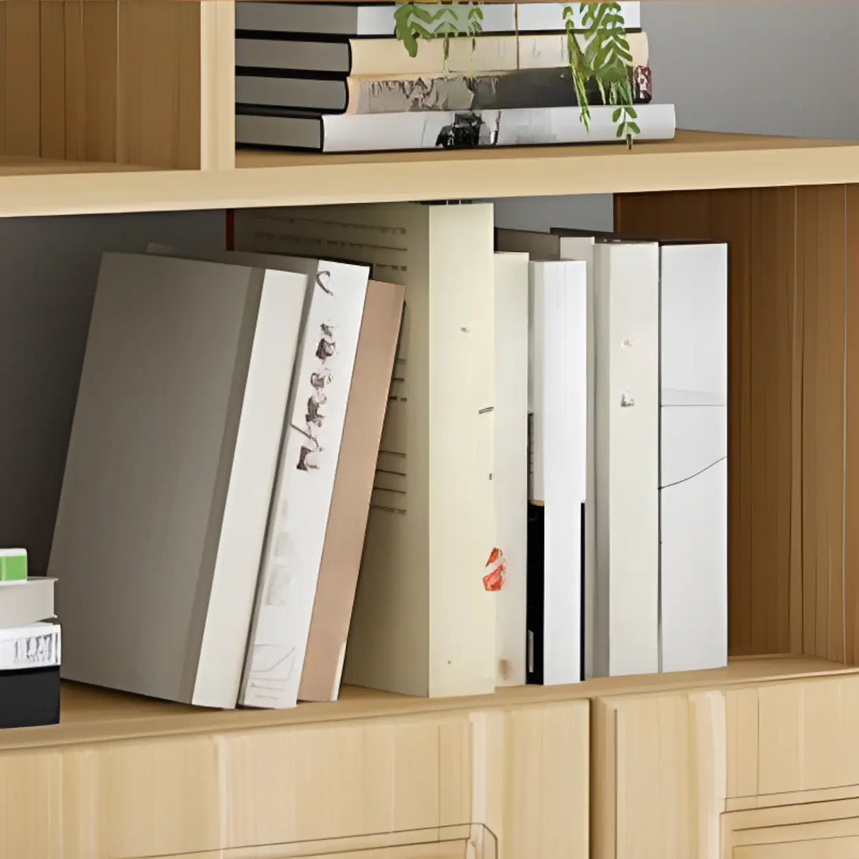 Casual Steel Frame Vertical Wood Shelves Bookcase Image - 9