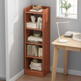 Casual Vertical Wood 6 Tiers Narrow Bookcase White Image - 14