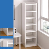 Casual Vertical Wood 6 Tiers Narrow Bookcase White Image - 25