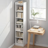 Casual Vertical Wood 6 Tiers Narrow Bookcase White Image - 28