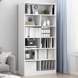 Casual Vertical Wood 6 Tiers Narrow Bookcase White Image - 33