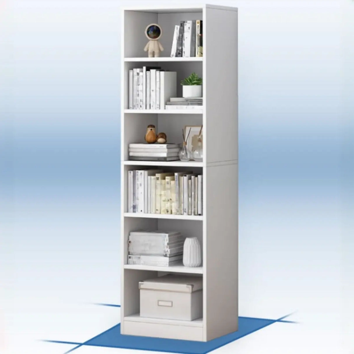Casual Vertical Wood 6 Tiers Narrow Bookcase White Image - 40