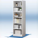 Casual Vertical Wood 6 Tiers Narrow Bookcase White Image - 40