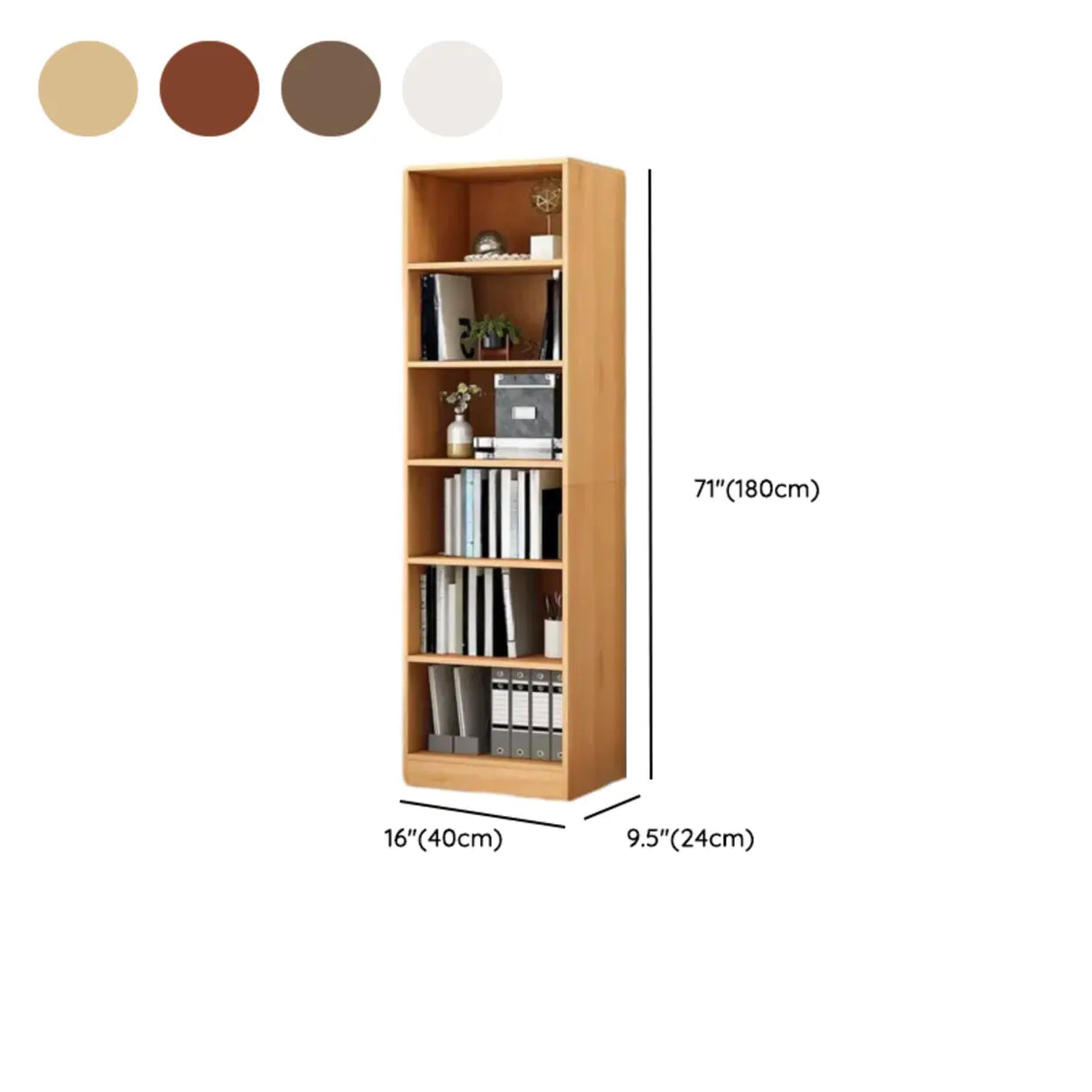 Casual Vertical Wood 6 Tiers Narrow Bookcase White 