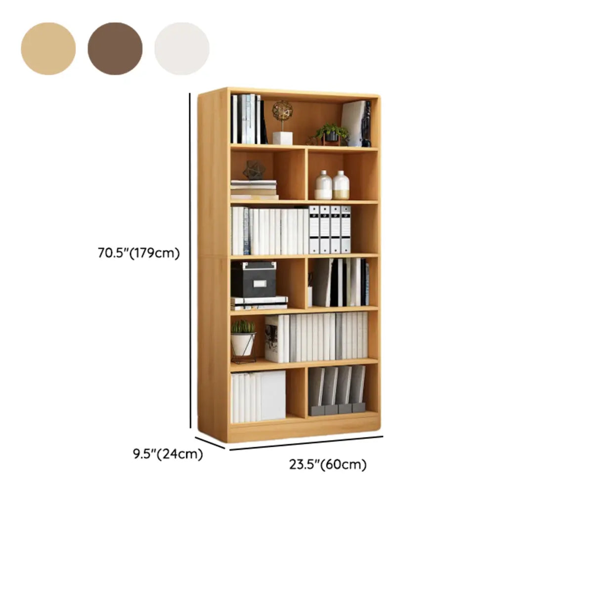 Casual Vertical Wood 6 Tiers Narrow Bookcase White Image - 46