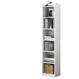 Casual Vertical Wood 6 Tiers Narrow Bookcase White Image - 5