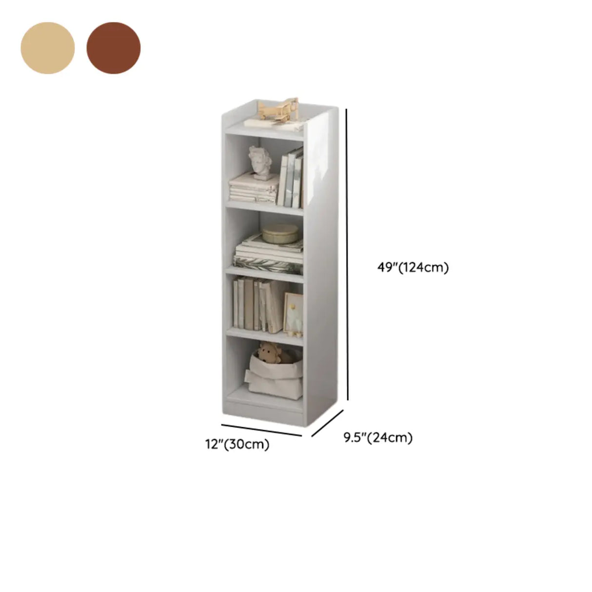 Casual Vertical Wood 6 Tiers Narrow Bookcase White Image - 50
