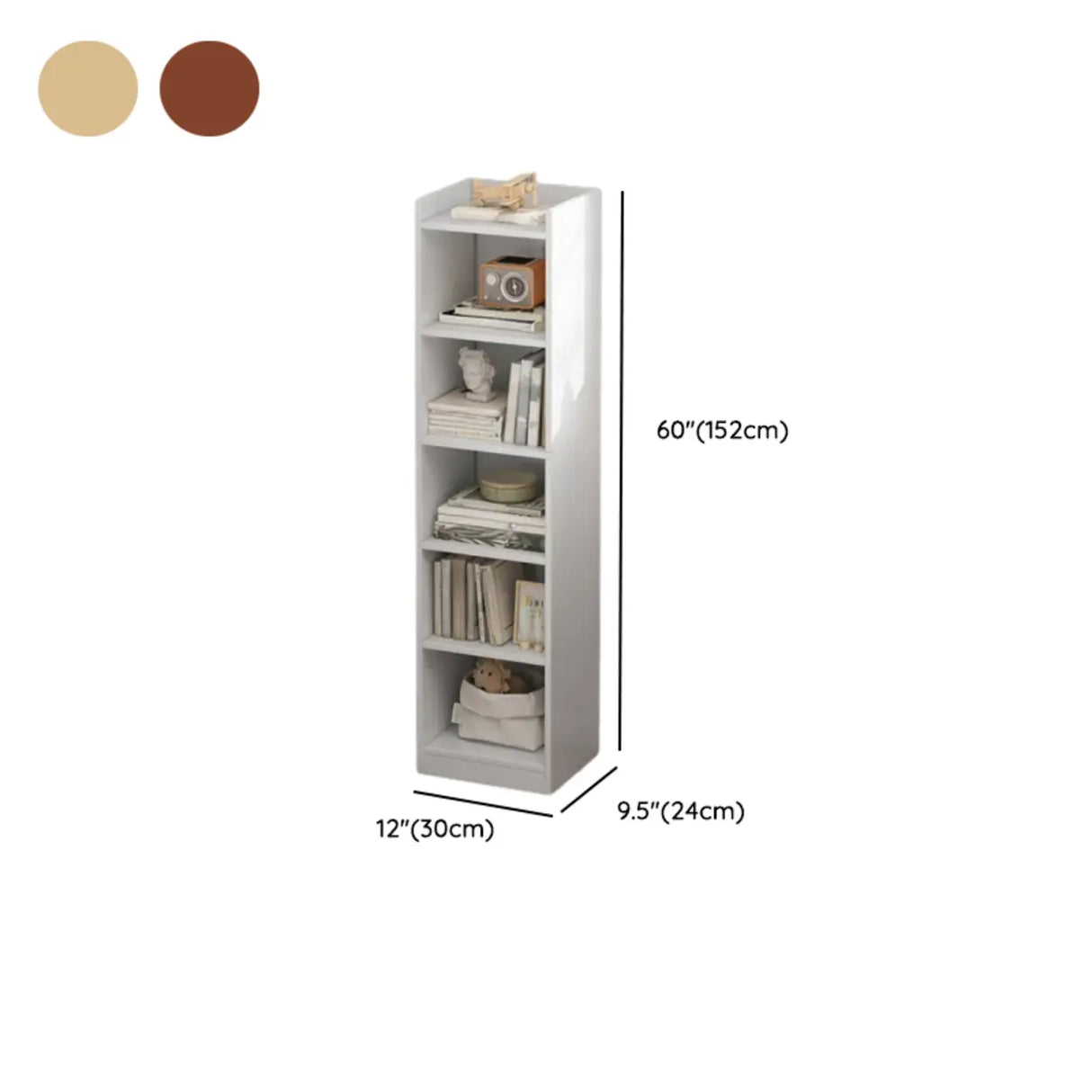 Casual Vertical Wood 6 Tiers Narrow Bookcase White Image - 52
