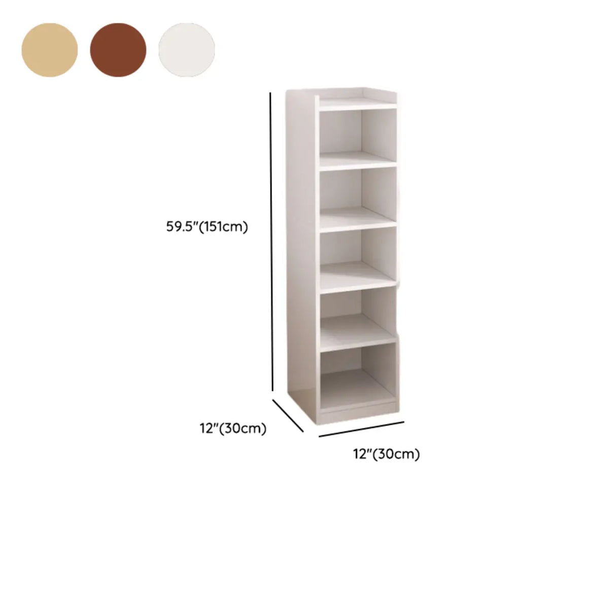 Casual Vertical Wood 6 Tiers Narrow Bookcase White Image - 56