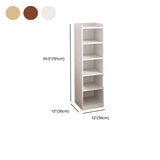 Casual Vertical Wood 6 Tiers Narrow Bookcase White Image - 56