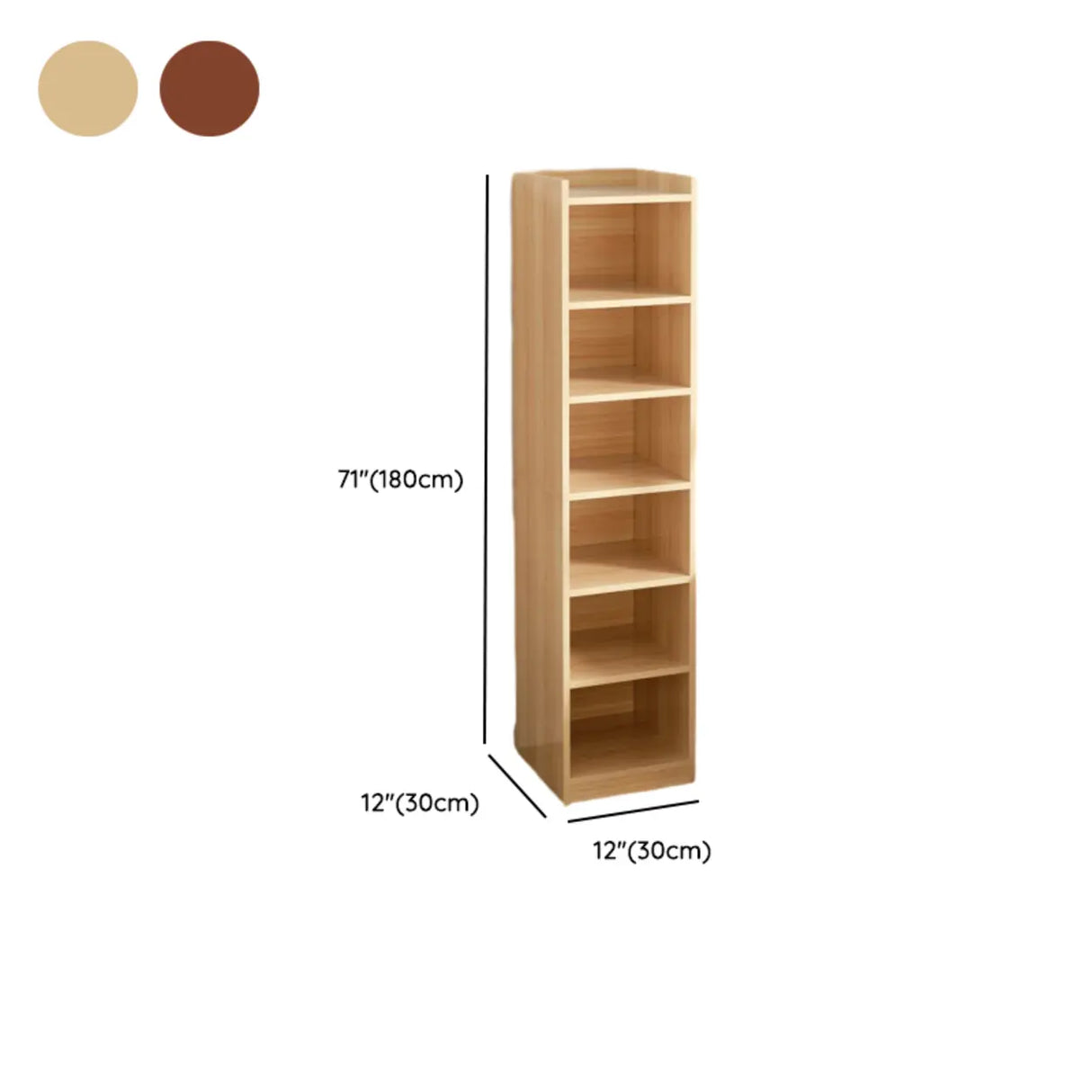 Casual Vertical Wood 6 Tiers Narrow Bookcase White Image - 57