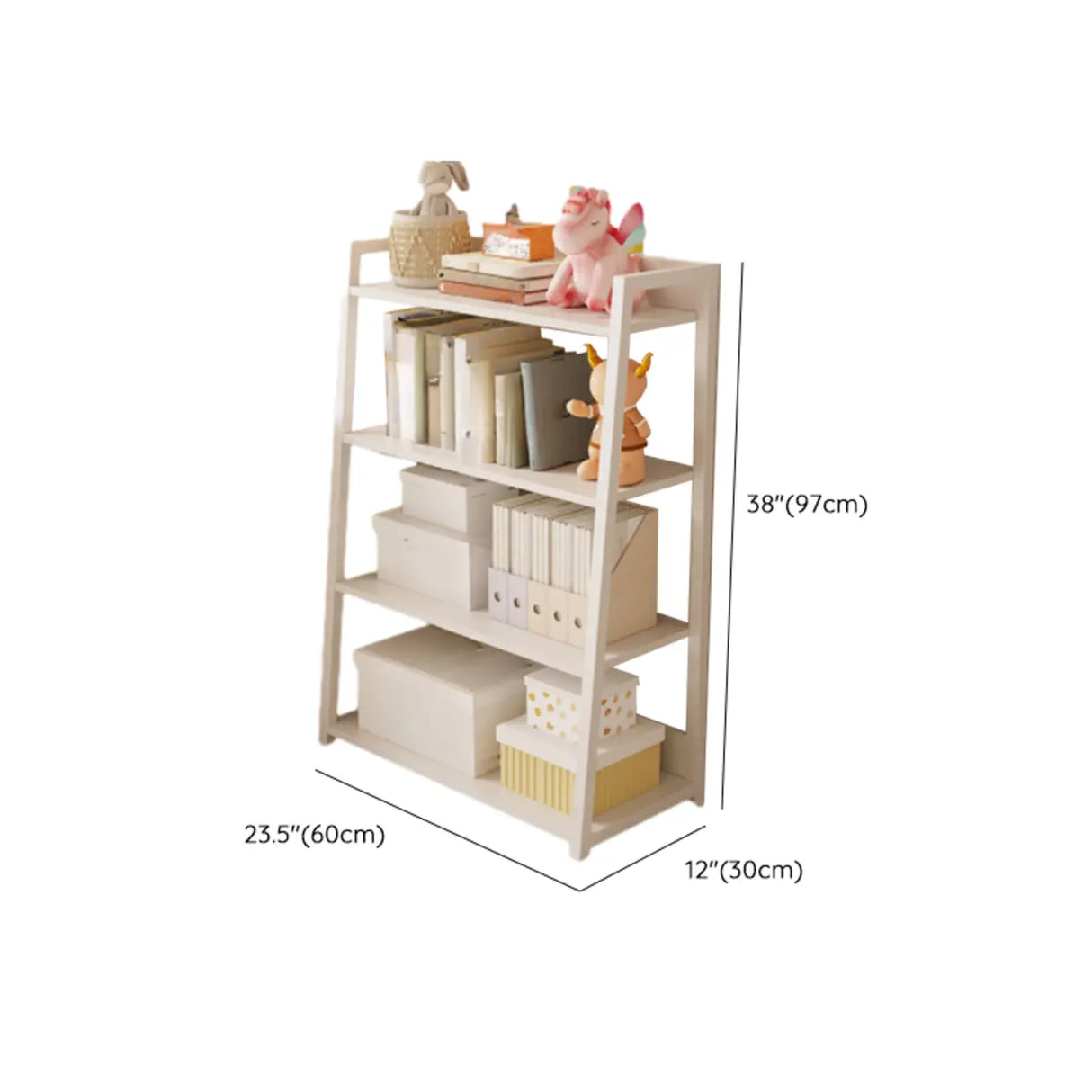 Casual White Alloy Ladder Shelf Storage Bookshelf Image - 15