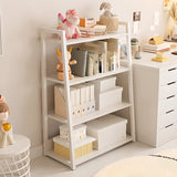 Casual White Alloy Ladder Shelf Storage Bookshelf Image - 2