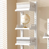 Casual White Iron Etagere Narrow Storage Bookcases Image - 10