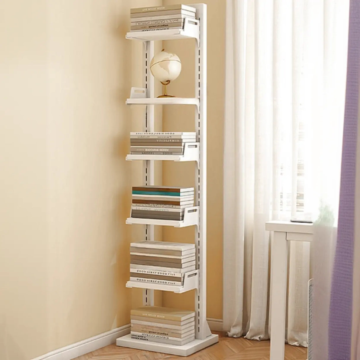 Casual White Iron Etagere Narrow Storage Bookcases Image - 11