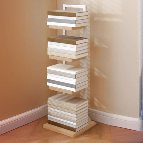Casual White Iron Etagere Narrow Storage Bookcases Image - 2