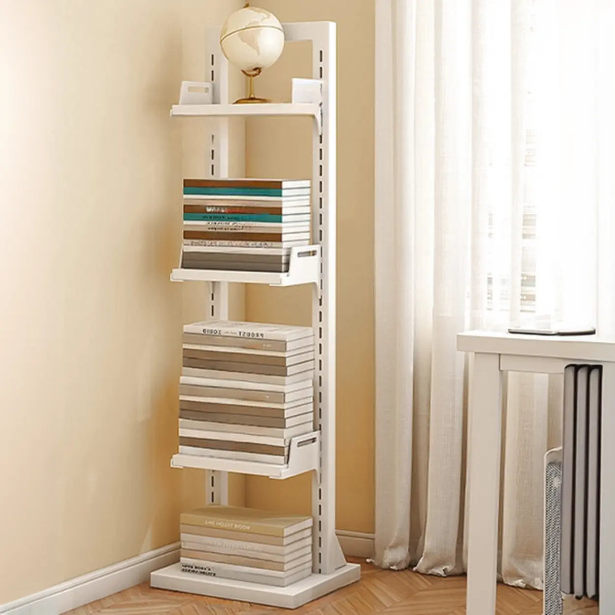 Casual White Iron Etagere Narrow Storage Bookcases Image - 5