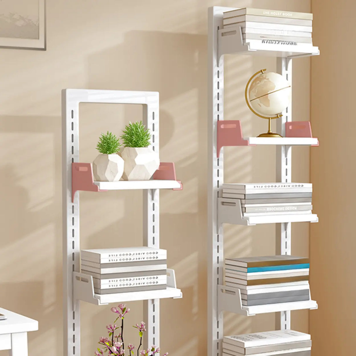 Casual White Iron Etagere Narrow Storage Bookcases Image - 6