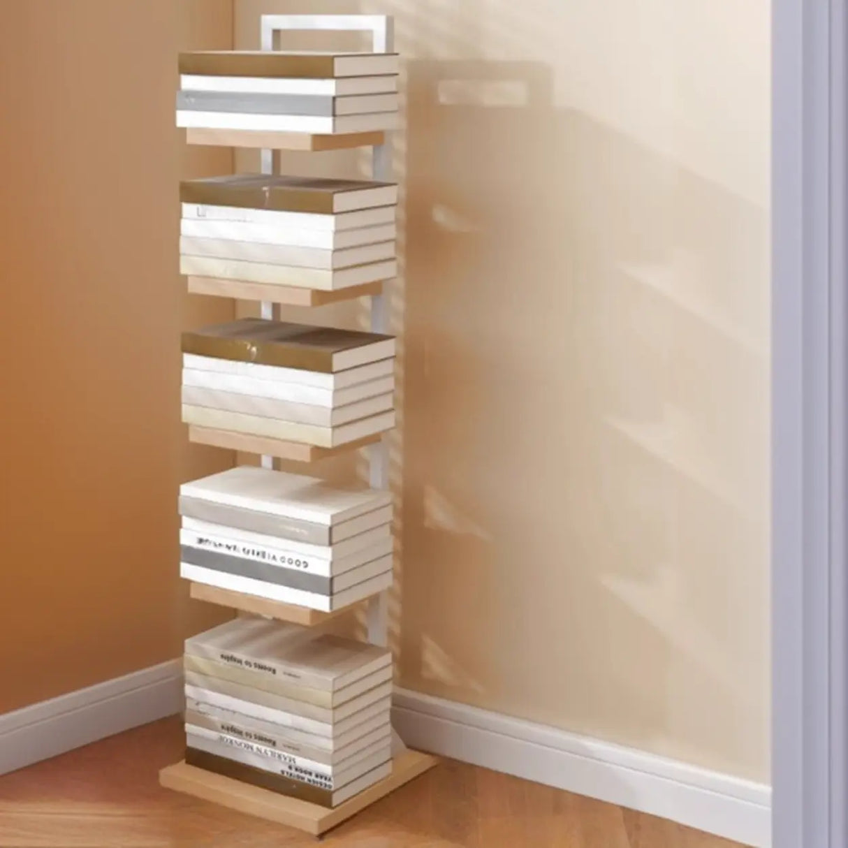 Casual White Iron Etagere Narrow Storage Bookcases Image - 9