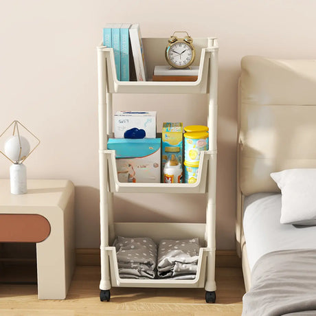 Casual White Multi-layer Sliding Storage Bookshelf Image - 1