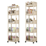 Casual White Multi-layer Sliding Storage Bookshelf Image - 14