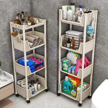 Casual White Multi-layer Sliding Storage Bookshelf Image - 2