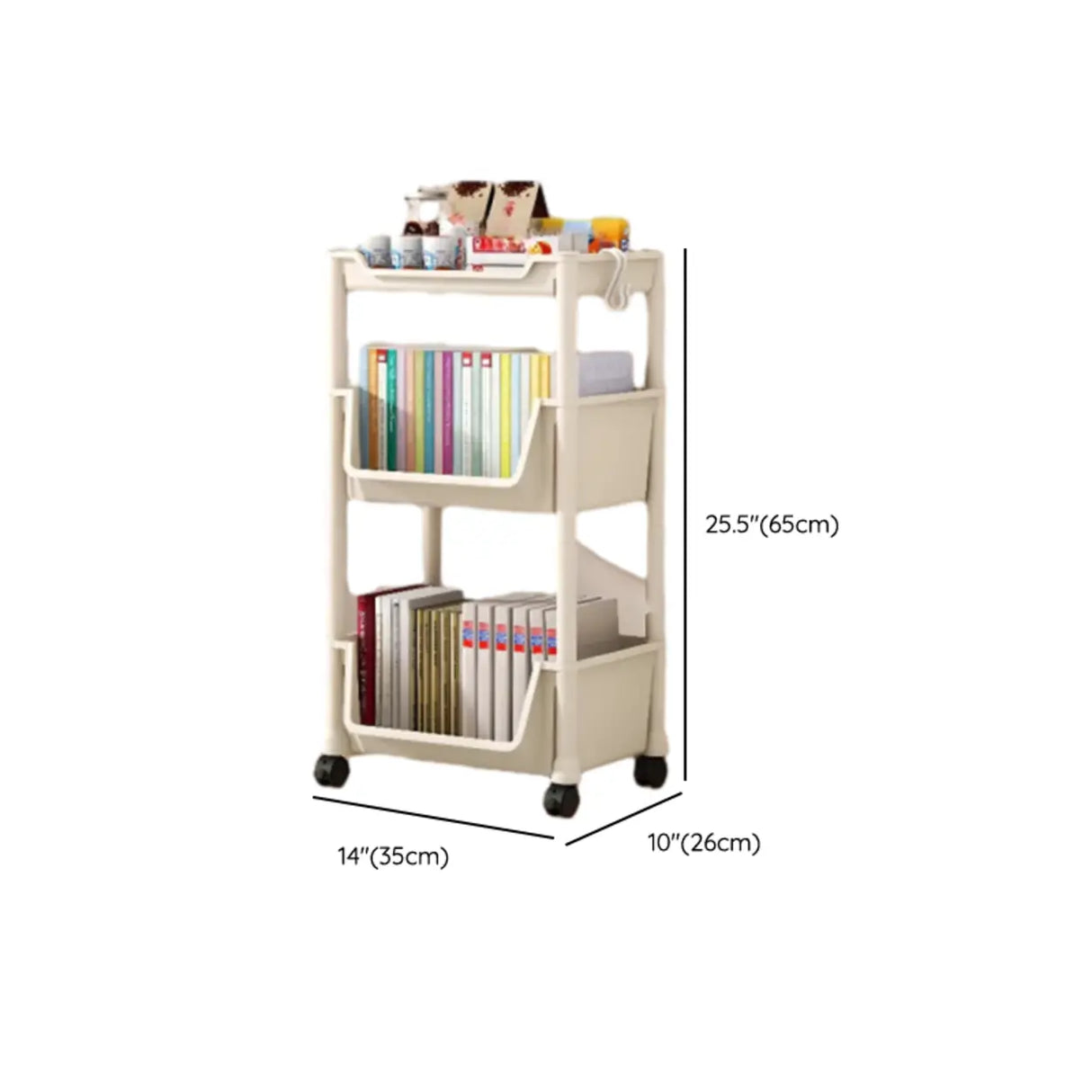 Casual White Multi-layer Sliding Storage Bookshelf Image - 20