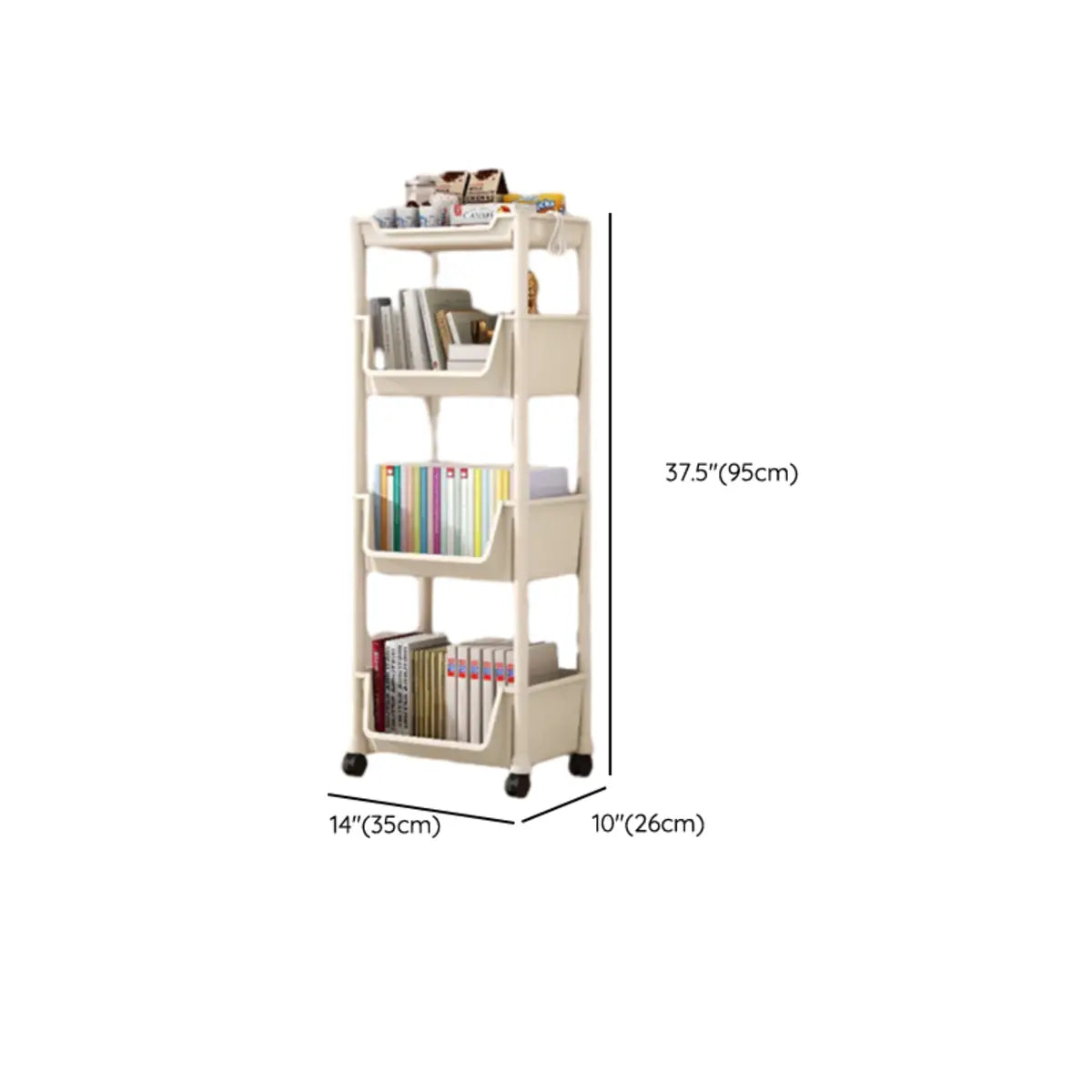 Casual White Multi-layer Sliding Storage Bookshelf Image - 22