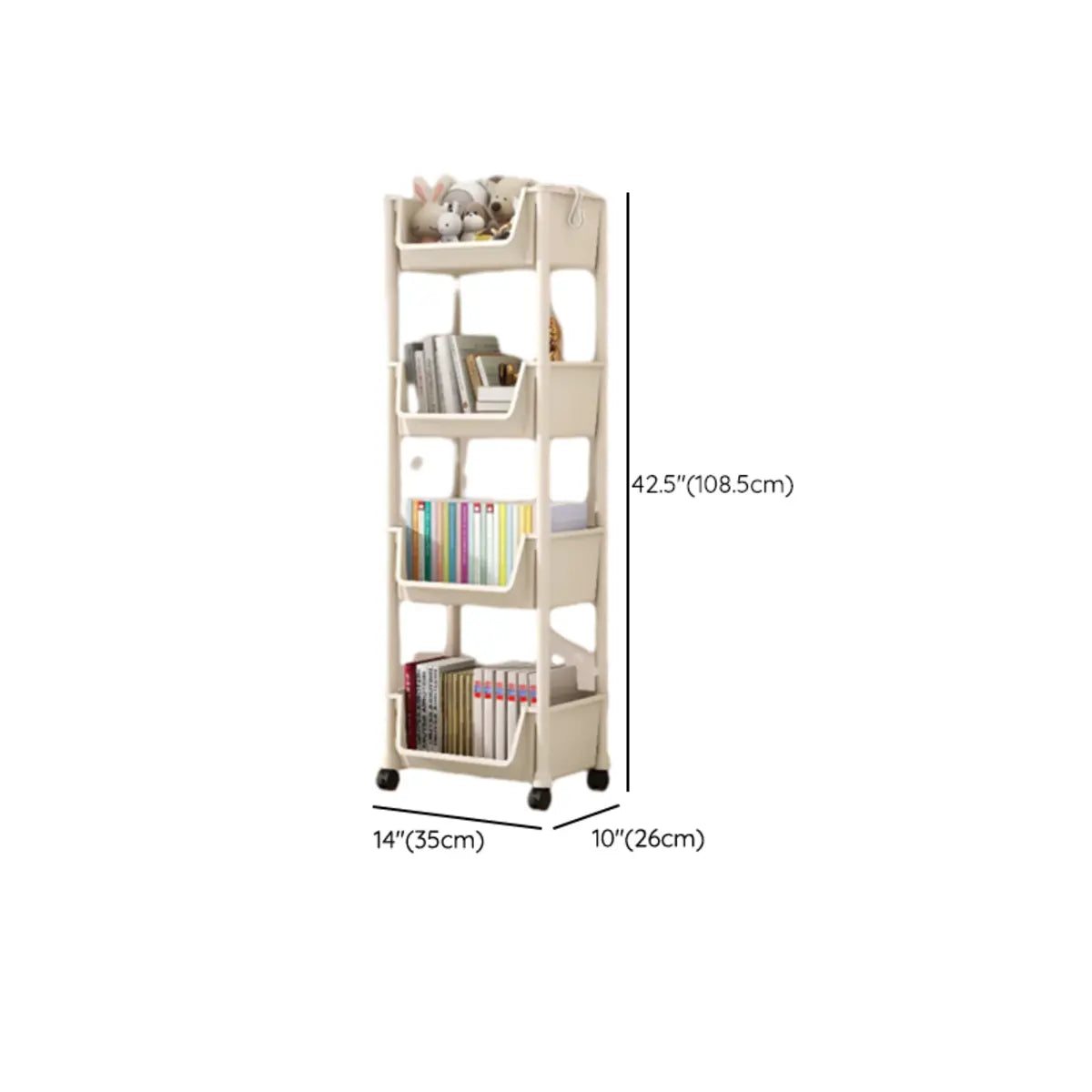 Casual White Multi-layer Sliding Storage Bookshelf Image - 23