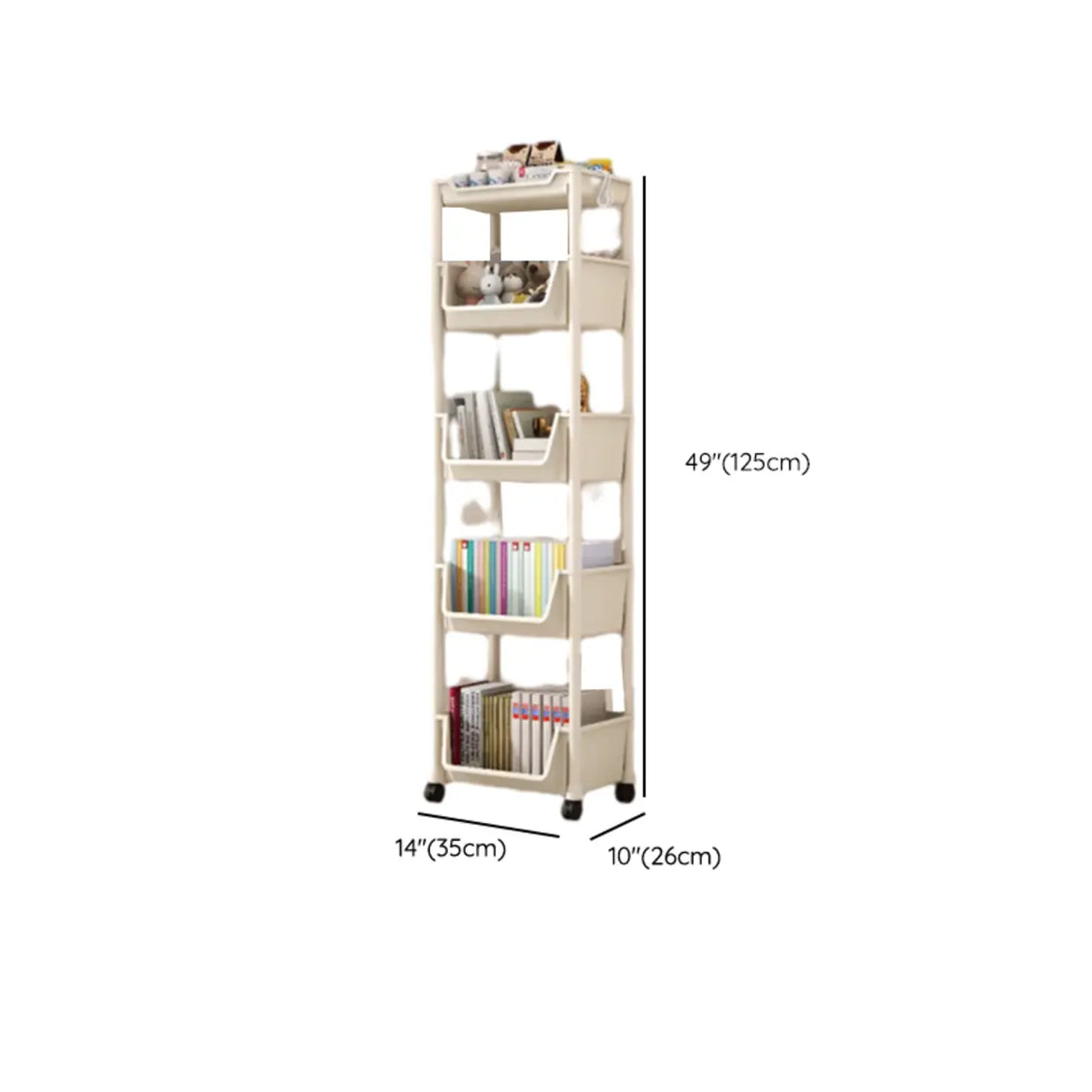 Casual White Multi-layer Sliding Storage Bookshelf Image - 24