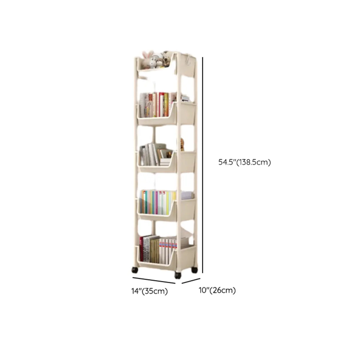 Casual White Multi-layer Sliding Storage Bookshelf Image - 25