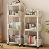 Casual White Multi-layer Sliding Storage Bookshelf Image - 3