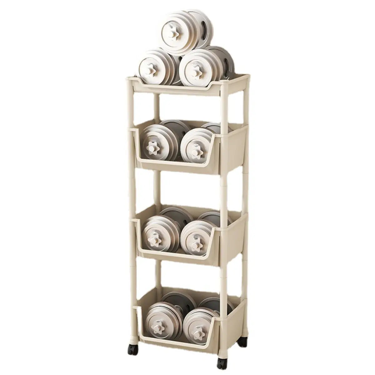 Casual White Multi-layer Sliding Storage Bookshelf Image - 5
