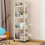 Casual White Multi-layer Sliding Storage Bookshelf Image - 6