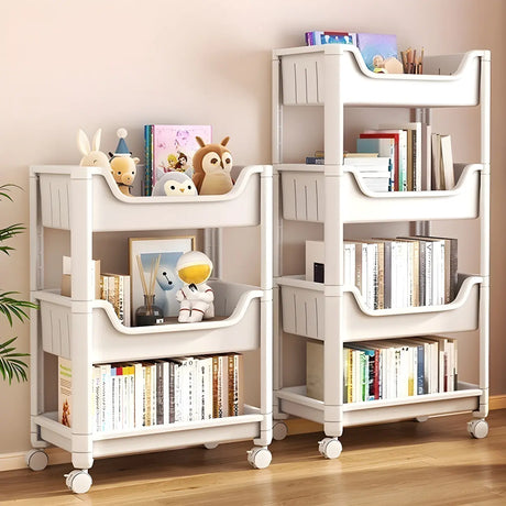 Casual White Open Shelves Sliding Storage Bookcase Image - 1
