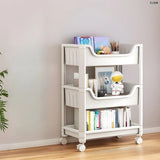 Casual White Open Shelves Sliding Storage Bookcase Image - 5