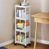 Casual White Polymer Vertical Rolling Storage Bookshelf Image - 13