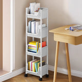 Casual White Polymer Vertical Rolling Storage Bookshelf Image - 16