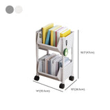 Casual White Polymer Vertical Rolling Storage Bookshelf #size