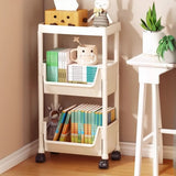 Casual White Polymer Vertical Rolling Storage Bookshelf Image - 3
